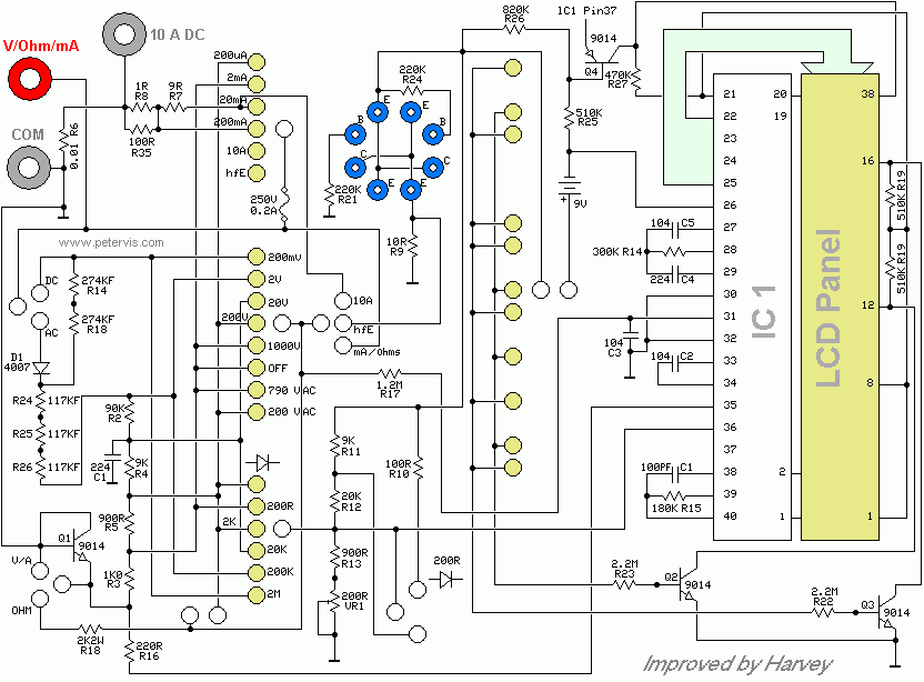 Мультиметр DT832 - схема